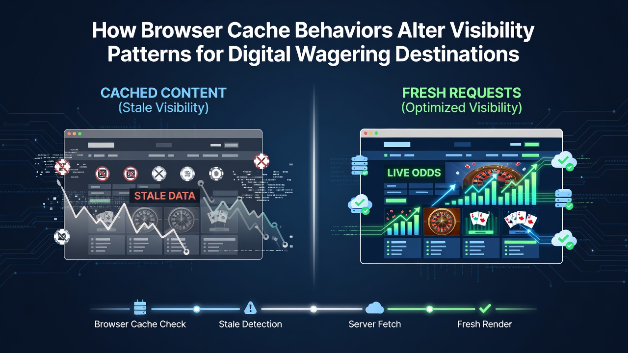 Browser cache visualization showing stored data affecting online wagering site loads