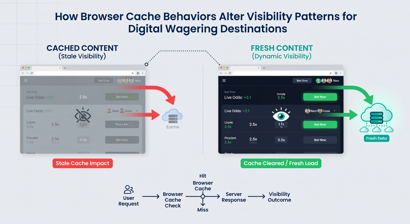 Data flow diagram of cache impact on wagering site affiliate visibility