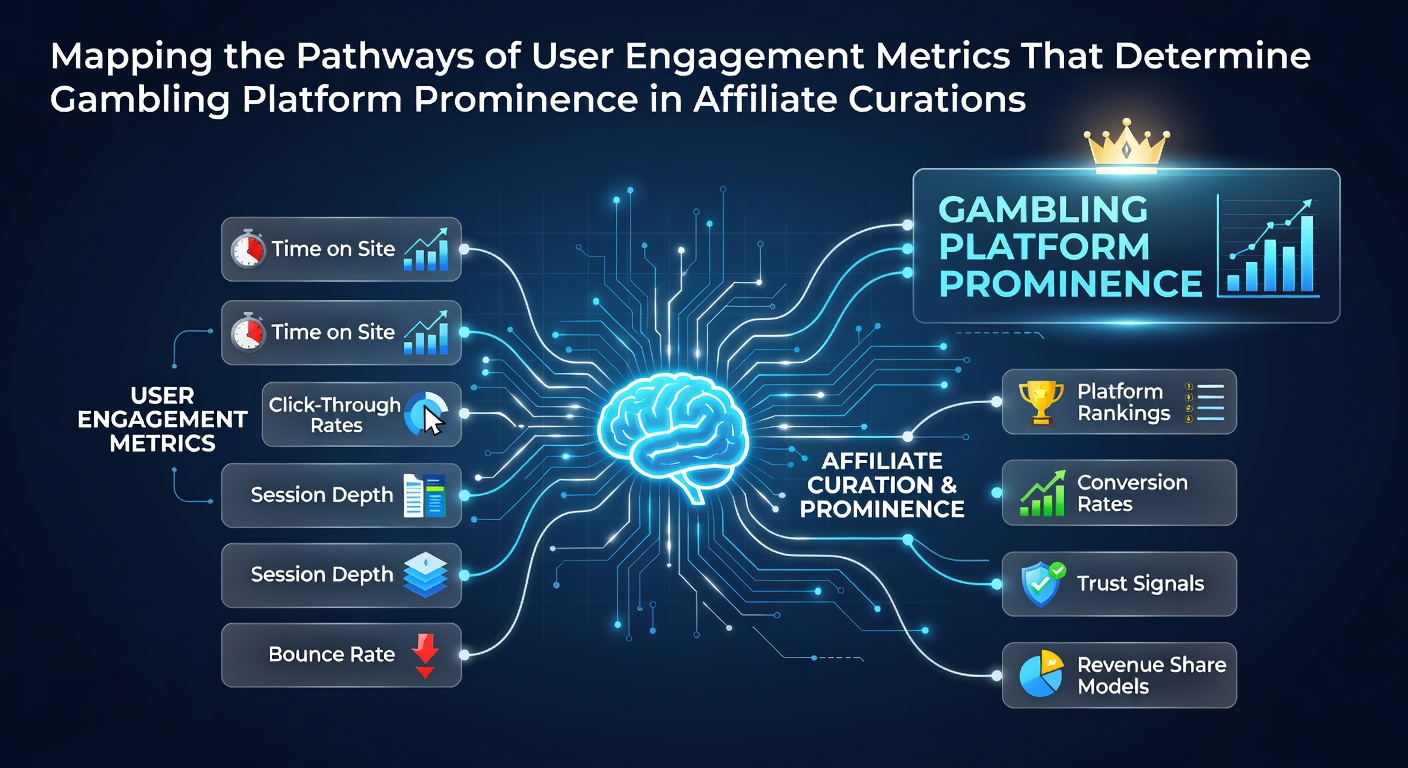 Visual representation of user engagement pathways and metrics tracking in gambling affiliate platforms
