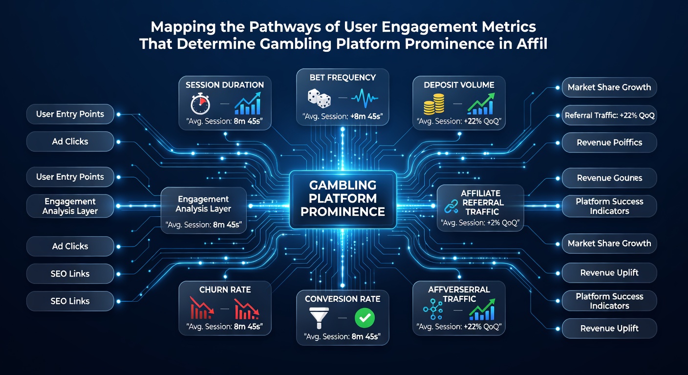 Diagram illustrating affiliate tracking scripts and engagement data flow for gambling platforms