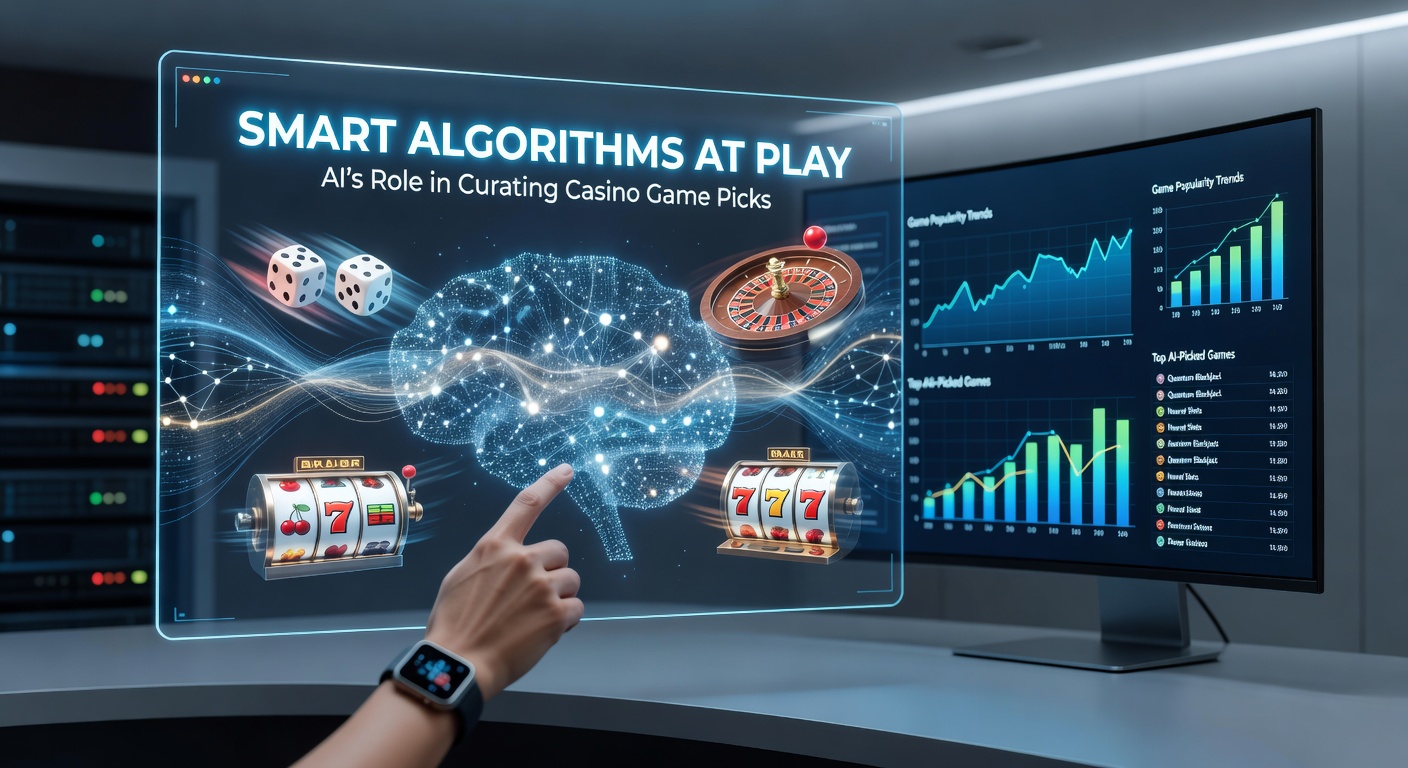 Visual representation of AI algorithms analyzing casino game data streams, with glowing neural networks connecting player profiles to slot reels and card tables
