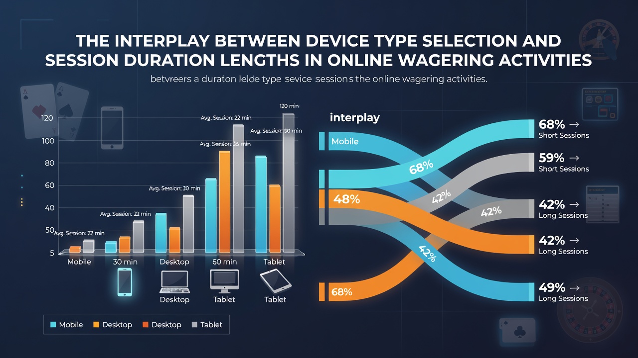 Infographic comparing session duration trends by device type in regulated online wagering markets