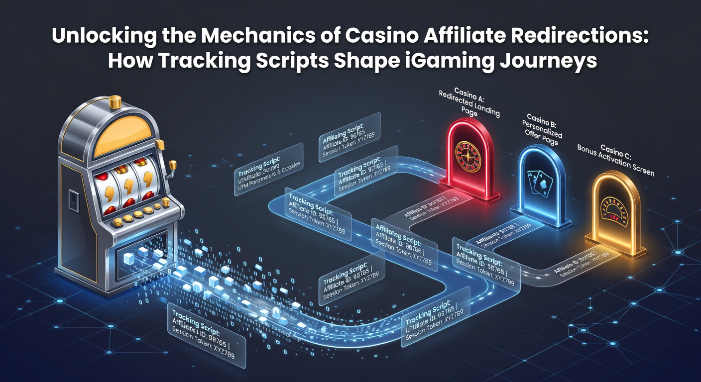 Diagram showing the flow of user redirection from affiliate sites to online casinos via tracking links